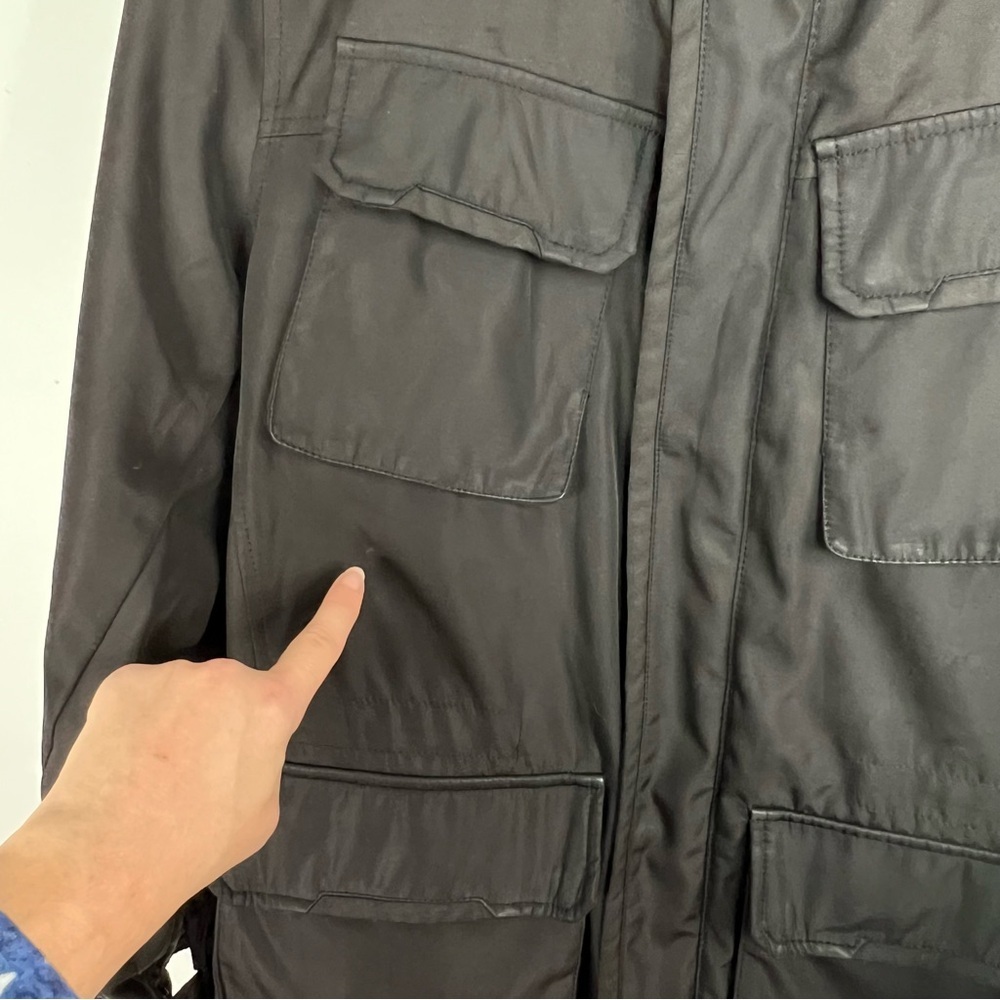 Tumi Men’s Black Insulated Tech Jacket Hidden Hood - Zip & Snap - Size Small - Picture 8 of 17